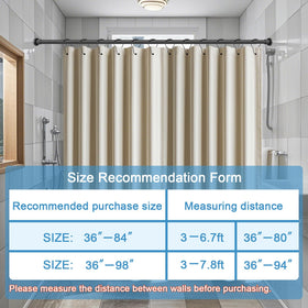 ZYRW Black shower rod complements compact bathrooms and small spaces.