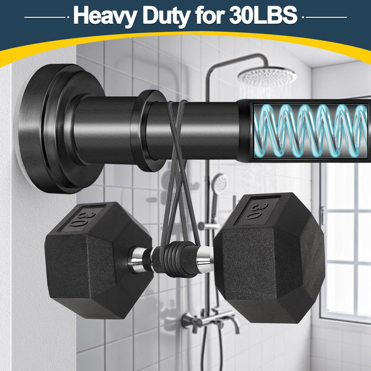 ZYRW rod supports up to 30 pounds for sturdy curtain or shower use.