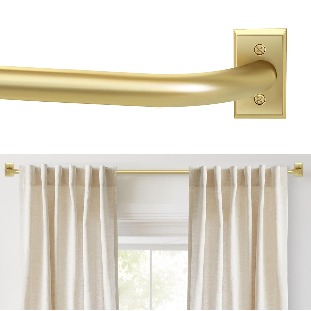 ZYRW gold curtain rod curved design for snug wall contact and shading