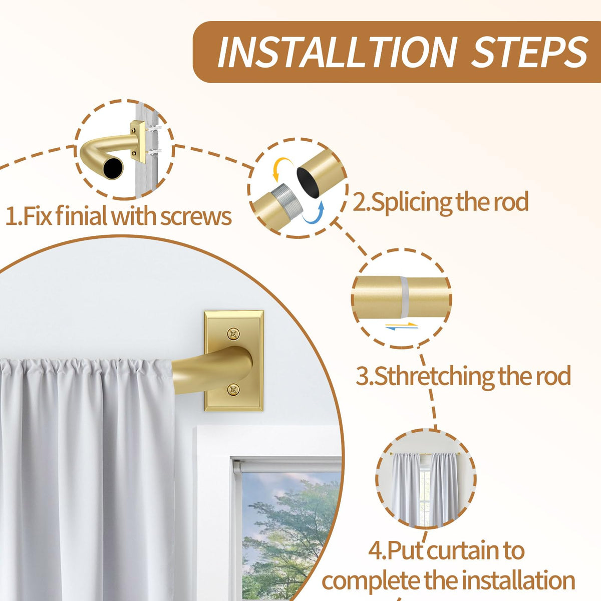 ZYRW includes complete hardware and telescopic plus fixed rods