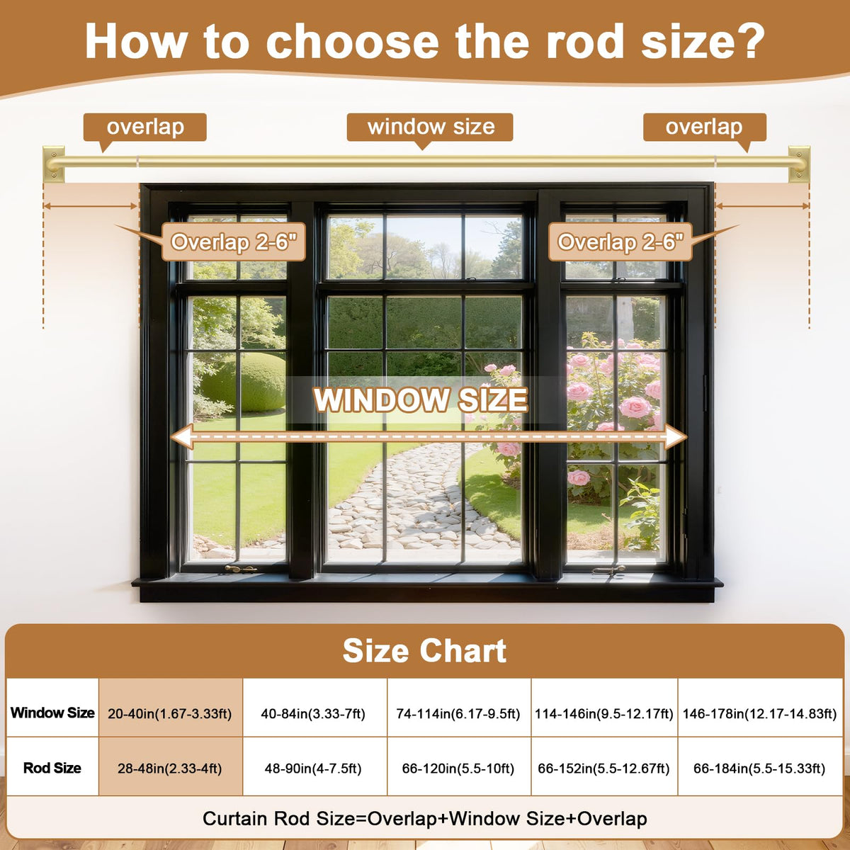 ZYRW Gold Curtain Rod includes all hardware for quick setup.