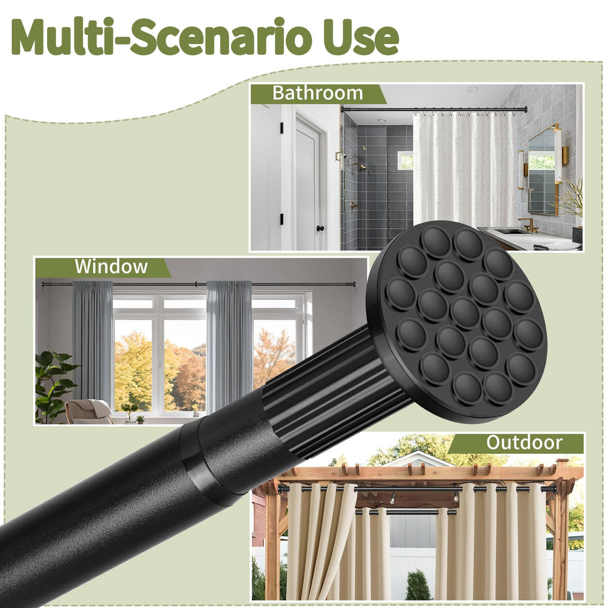 ZYRW heavy-load capacity up to 77 lbs supports curtains and towels.