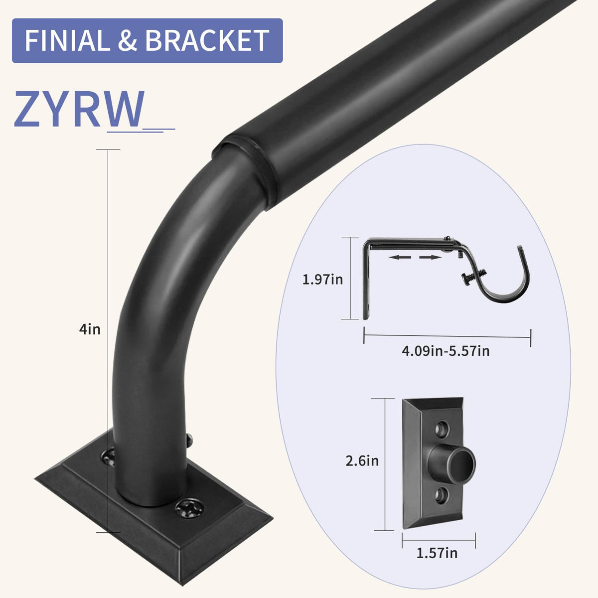 ZYRW matte black finish complements modern interiors and resists wear.
