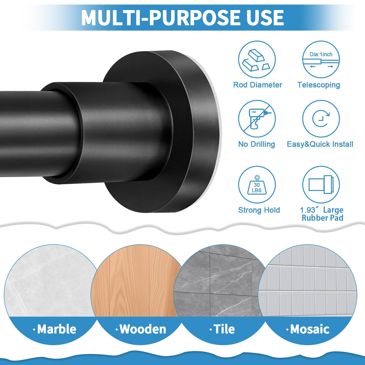 ZYRW strong spring tension holds rod securely without drilling.