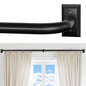 ZYRW wrap-around curtain rod closeup with curved ends for flush wall mounting.