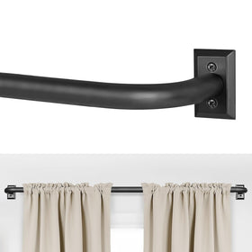 ZYRW wrap-around curtain rod with a curved end for tighter wall contact and enhanced shading.