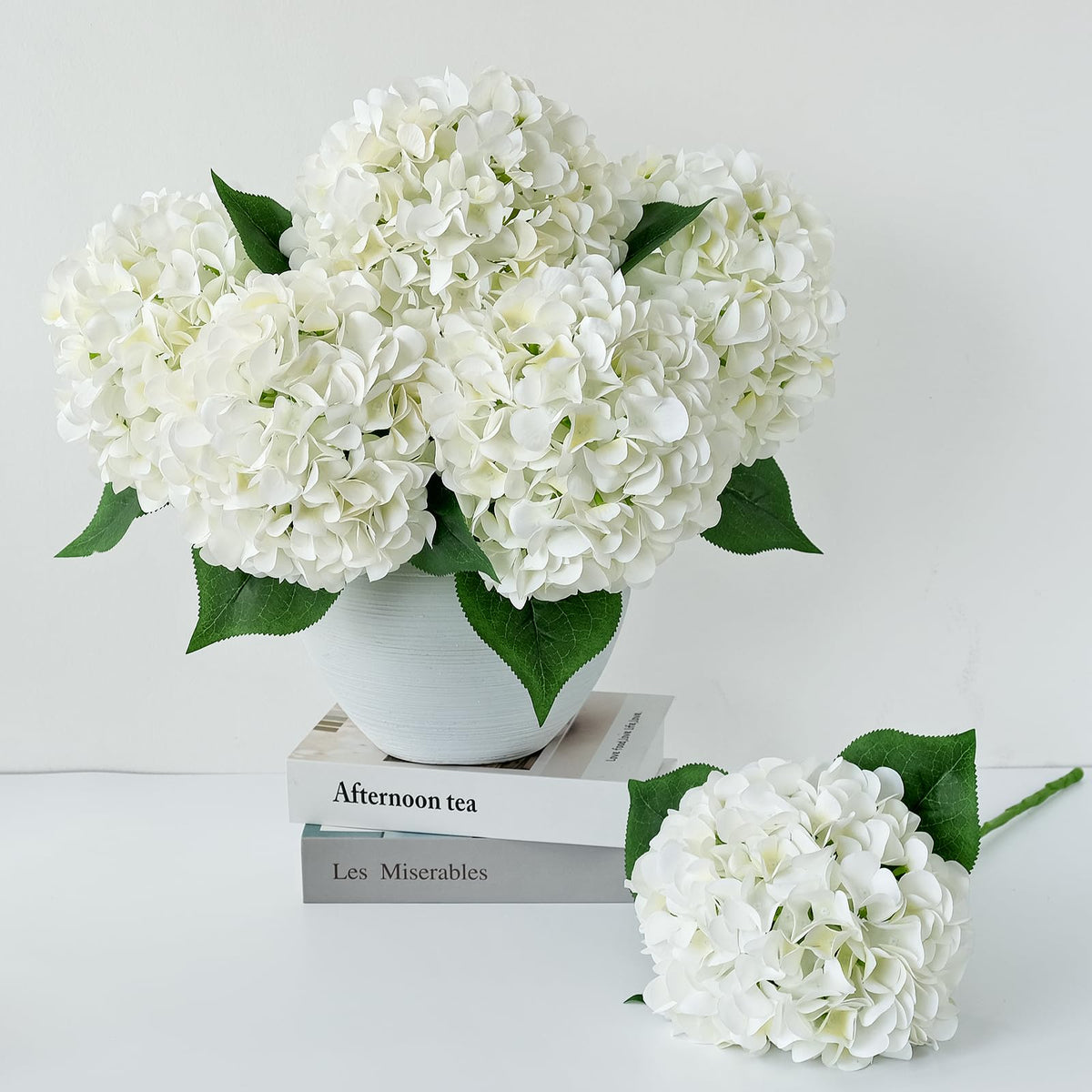 ZYTUYO white silk hydrangea bouquet, 20 inches, lasting faux blooms for elegant decor.