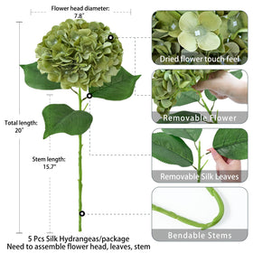 ZYTUYO silk hydrangea leaves and stems provide durable, reusable florals.