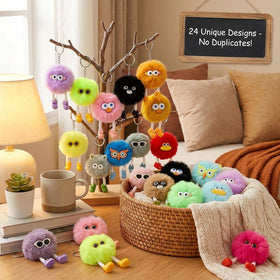ZZLWAN kawaii plush keychains bulk set adds colorful flair to kids' gear.