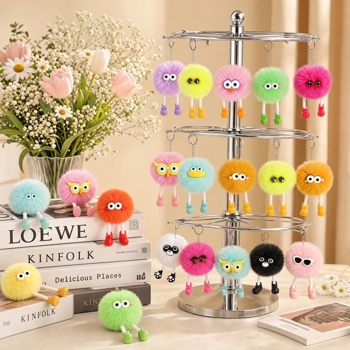 ZZLWAN plush keychain with a durable metal ring for daily clipping.