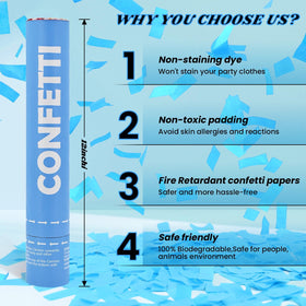 ZZPAKUE Confetti Cannon Blue launches confetti up to 15 feet