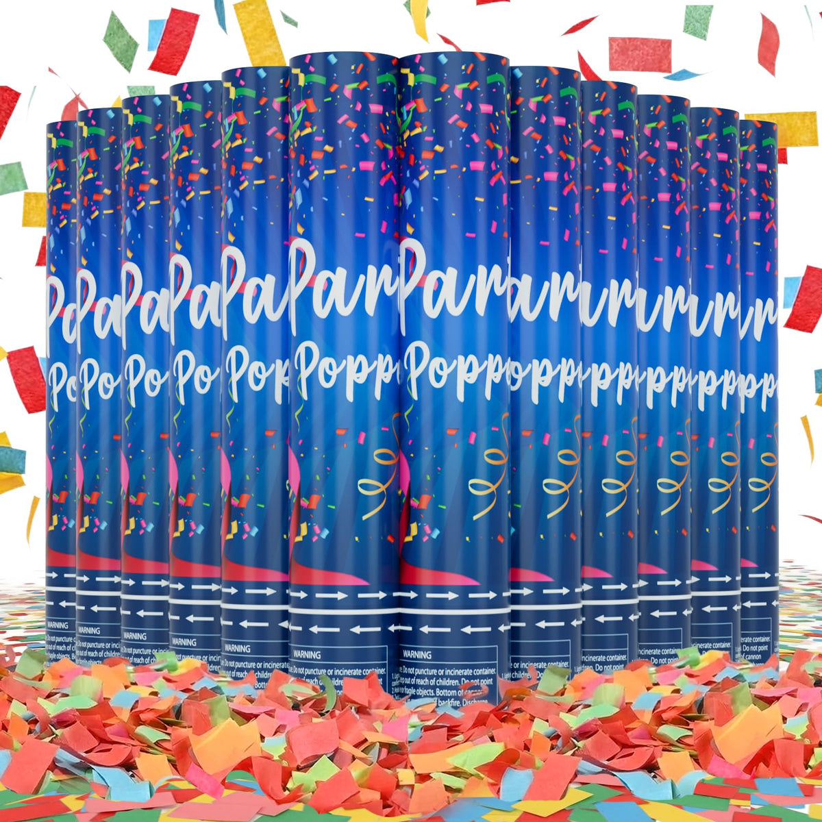 ZZPAKUE confetti cannon 12in pack fires vibrant multicolor confetti at celebrations