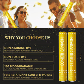 ZZPAKUE 12-inch poppers shoot multicolor confetti up to 10–15 feet.
