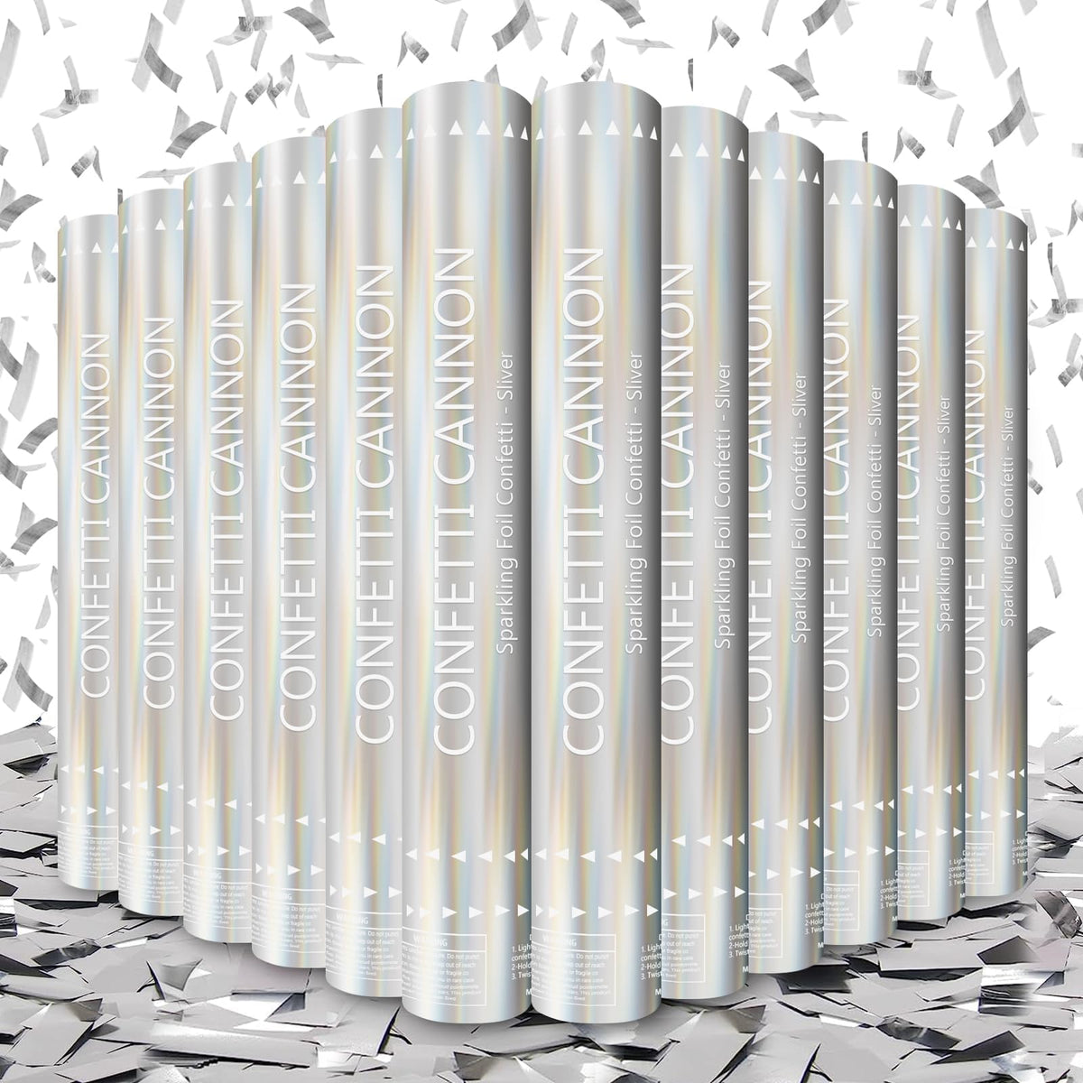 ZZPAKUE confetti cannon 12 pack in silver for dramatic impact at weddings and parties.