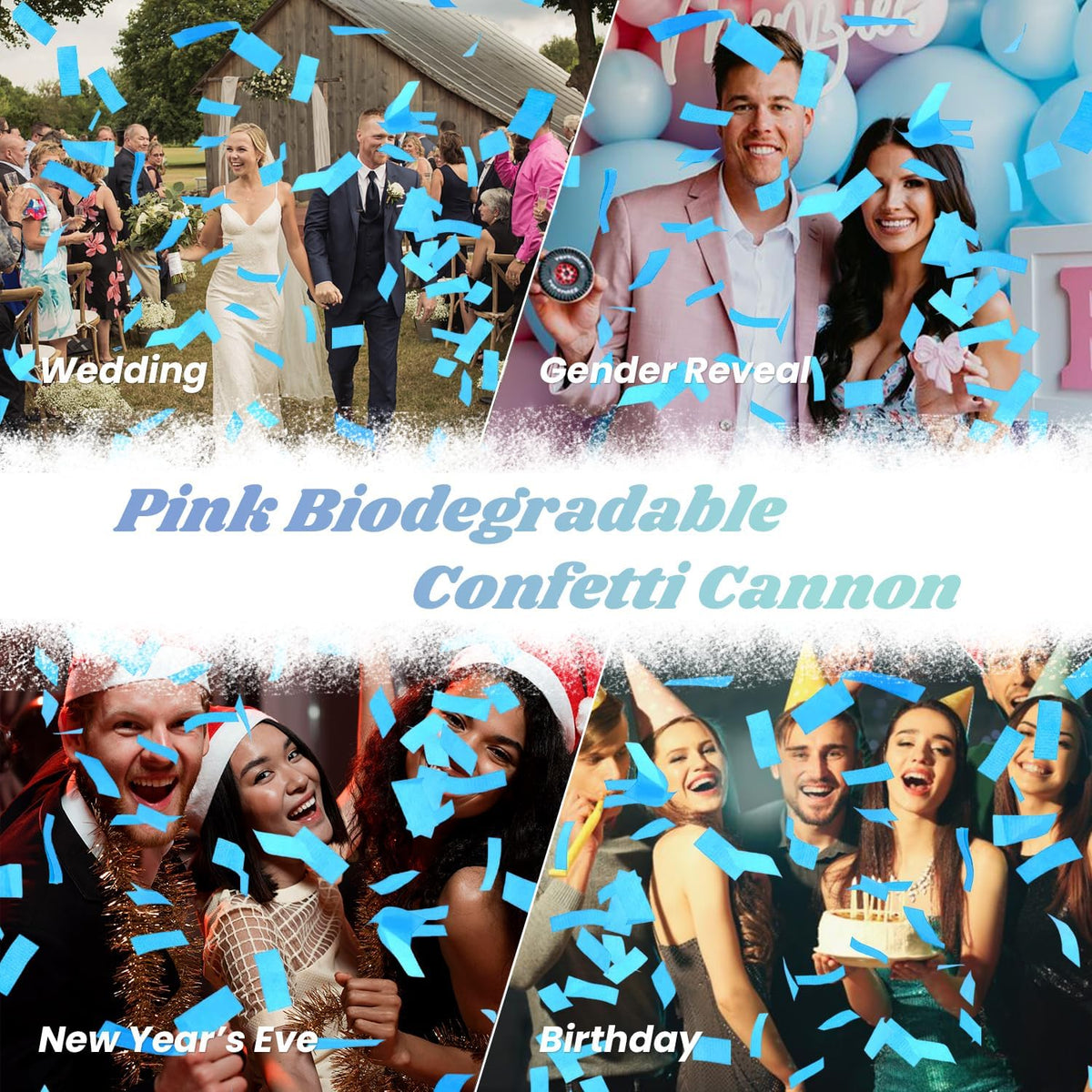 ZZPAKUE blue confetti poppers create a sparkling party spray