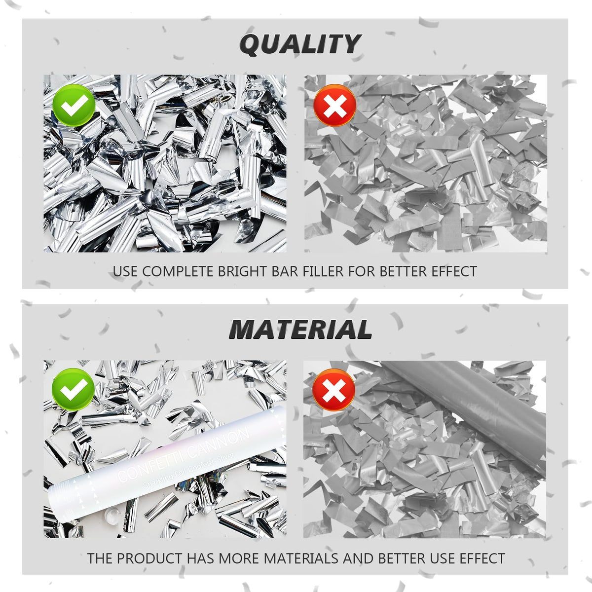 ZZPAKUE wedding decor accent with silver foil confetti for shimmering lighting effects.